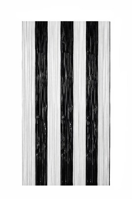 Metalize Arka Fon Kapı Perdesi Siyah Beyaz 100x200 cm