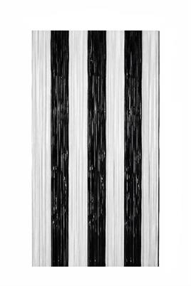 Metalize Arka Fon Kapı Perdesi Siyah Beyaz 100x200 cm