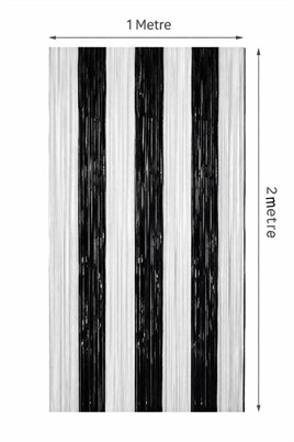 Metalize Arka Fon Kapı Perdesi Siyah Beyaz 100x200 cm