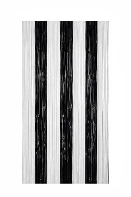 Metalize Arka Fon Kapı Perdesi Siyah Beyaz 100x200 cm