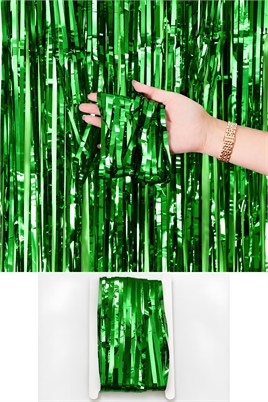 Metalize Arka Fon Kapı Perdesi Yeşil 100x200 cm