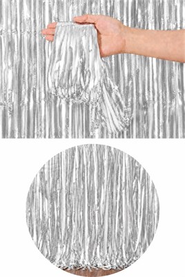 Metalize Masa Eteği Gümüş 70x300 cm