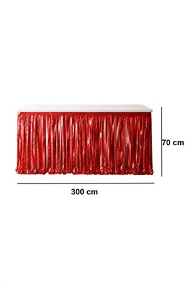 Metalize Masa Eteği Kırmızı 70x300 cm