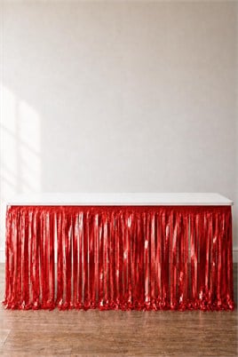 Metalize Masa Eteği Kırmızı 70x300 cm