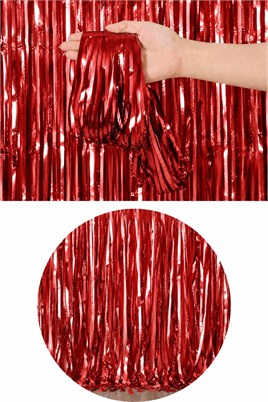 Metalize Masa Eteği Kırmızı 70x300 cm