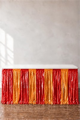 Metalize Masa Eteği Sarı Kırmızı70x300 cm