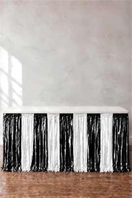 Metalize Masa Eteği Siyah Beyaz 70x300 cm