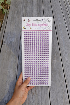 Mor Kristal Taşlı Kendinden Yapışkanlı Sticker Süsleme Taşları 6 mm – 504 Adet