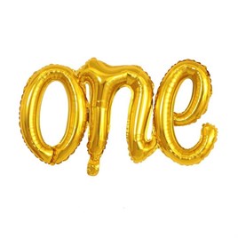 One Gold Folyo Balon - Bebek Çocuk Parti Kutlama Seti 