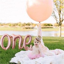 One Rose Gold Folyo Balon - Bebek Çocuk Parti Kutlama Seti 
