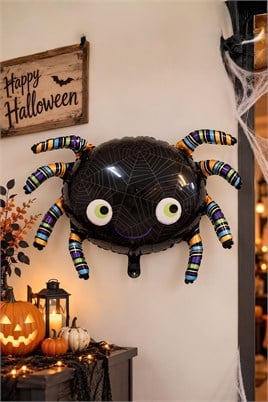 Örümcek Tasarımlı Büyük Boy Halloween Tasarımlı 82x55 Cm Folyo Balon Halloween Cadılar Bayramı Parti Malzemesi