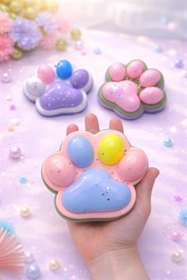 Pati Şeklinde Mavi Squishy Oyuncak Simli Yumuşak Stres Oyuncağı 12x11 cm