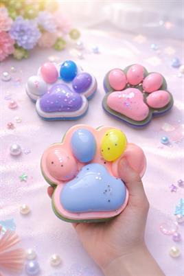 Pati Şeklinde Mavi Squishy Oyuncak Simli Yumuşak Stres Oyuncağı 12x11 cm