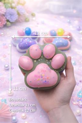 Pati Şeklinde Pembe Squishy Oyuncak Simli Yumuşak Stres Oyuncağı 12x11 cm