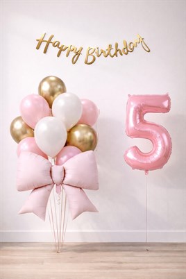 Pembe Fiyonk 5 Yaş Doğum Günü Balon Seti