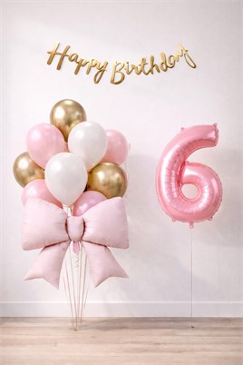 Pembe Fiyonk 6 Yaş Doğum Günü Balon Seti
