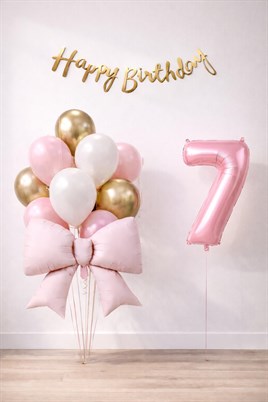 Pembe Fiyonk 7 Yaş Doğum Günü Balon Seti