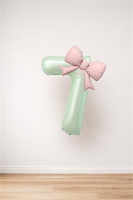 Pembe Fiyonk & Adaçayı Yeşili Rakam 7 Folyo Balon Seti
