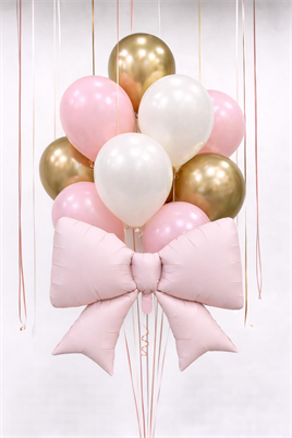 Pembe Fiyonk Folyo Balon Seti – Gold & Pembe Lateks Balonlu