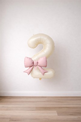 Pembe Fiyonk & Krem 2 Rakam Folyo Balon Seti