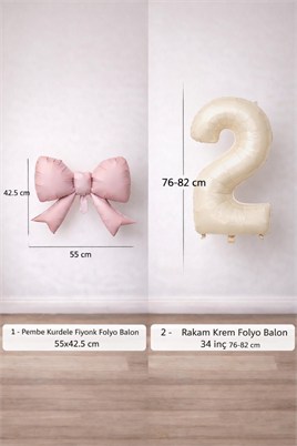 Pembe Fiyonk & Krem 2 Rakam Folyo Balon Seti