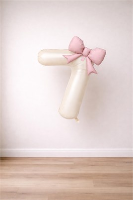 Pembe Fiyonk & Krem 7 Rakam Folyo Balon Seti