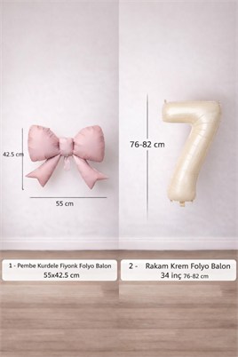 Pembe Fiyonk & Krem 7 Rakam Folyo Balon Seti