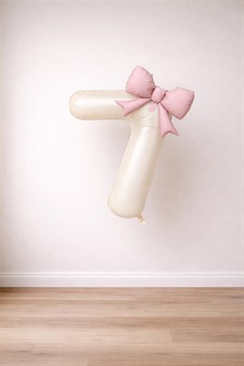 Pembe Fiyonk & Krem 7 Rakam Folyo Balon Seti