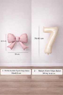 Pembe Fiyonk & Krem 7 Rakam Folyo Balon Seti