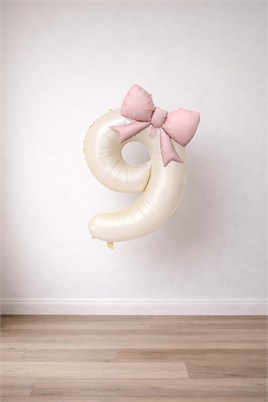 Pembe Fiyonk & Krem 9 Rakam Folyo Balon Seti