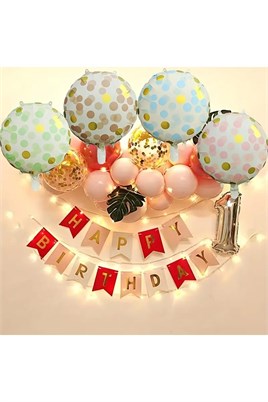 Pembe Gold Puantiyeli Yuvarlak Folyo Balon 45 Cm 