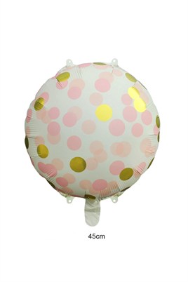 Pembe Gold Puantiyeli Yuvarlak Folyo Balon 45 Cm 