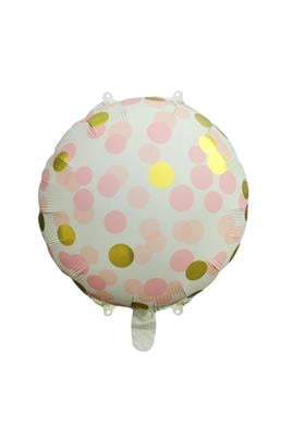 Pembe Gold Puantiyeli Yuvarlak Folyo Balon 45 Cm 