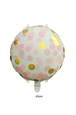 Pembe Gold Puantiyeli Yuvarlak Folyo Balon 45 Cm 
