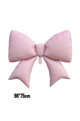 Pembe Kurdele Fiyonk Folyo Balon 98x75 cm