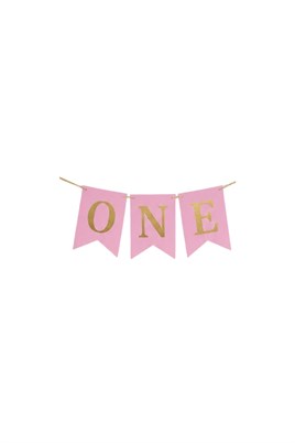 Pembe One Yazılı Banner 1 Yaş Doğum Günü Süsü