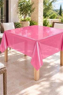 Pembe Renk Kullan At 120x180 Cm Doğum Günü Partisi Için Düz Tek Kullanımlık Plastik Masa Örtüsü
