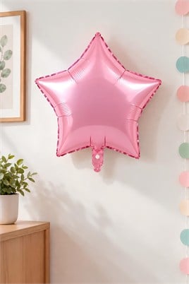Pembe Yıldız Folyo Balon 45 cm - Bebek Çocuk Parti Kutlama