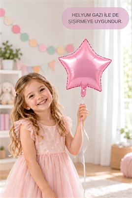 Pembe Yıldız Folyo Balon 45 cm - Bebek Çocuk Parti Kutlama