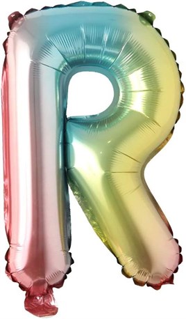 R Harf Gökkuşağı Folyo Balon16 İnç 36 cm