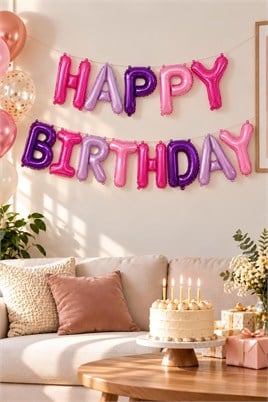 Renkli Happy Birthday Harf Folyo Balon Seti