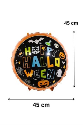 Renkli Happy Halloween Tasarımlı 45x45 Cm Folyo Balon Halloween Cadılar Bayramı Parti Malzemesi