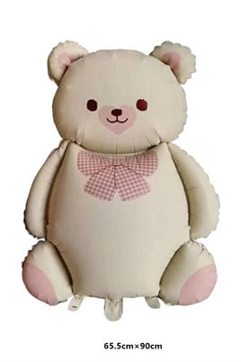 Retro Büyük Bej Ayı Folyo Balon Teddy Bear 65,5- 90 Cm