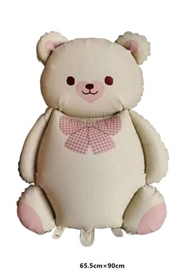 Retro Büyük Bej Ayı Folyo Balon Teddy Bear 65,5- 90 Cm