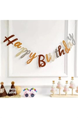 Retro Happy Birthday Kaligrafi Banner