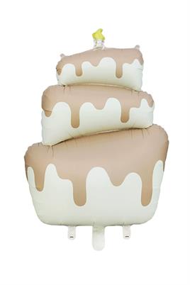 Retro Krem Renkli 3 Katlı Yaş Pasta Folyo Balon 56x96 cm