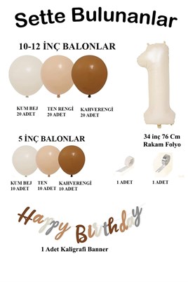 Retro Renkler Büyük Balon Zincir ve 1 Yaş Doğum Günü Seti