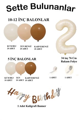 Retro Renkler Büyük Balon Zincir ve 2 Yaş Doğum Günü Seti