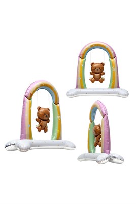 Retro  Salıncakta Sallanan Ayıcık Folyo Balon Ayaklı Baby Shower Balon