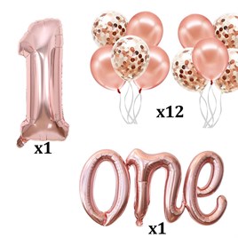 Rose Gold 1 Yaş Doğum Günü Seti